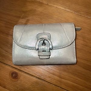 Coach metallic trifold wallet